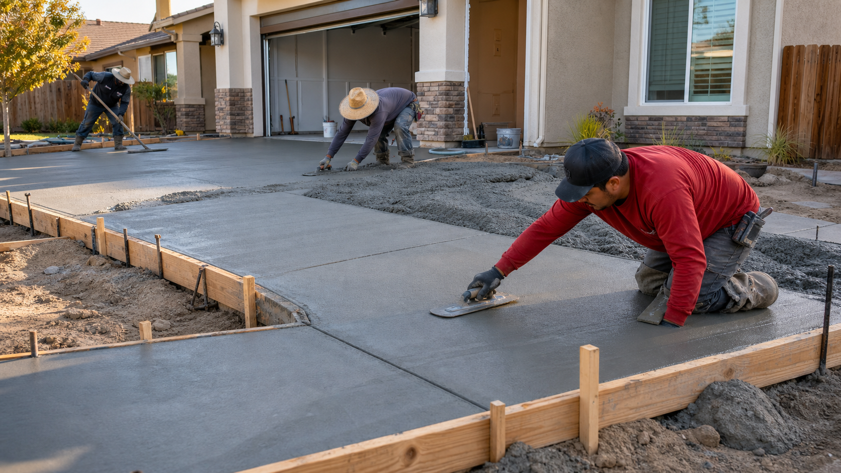 Concept image of a residential driveway and walkway concrete placement
